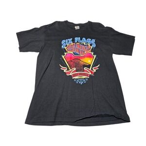 Six Flags Over Georgia 1999 T Shirt‎ Mens L Black Graphic Tee Amusement Park